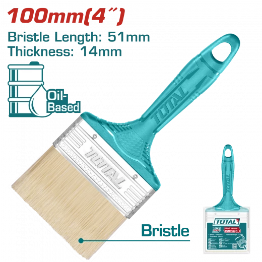 TOTAL Paint Brush 100mm | 4" – For Oil-Based Paint, Plastic Handle (THT845046) TOTAL Paint Brush 100mm | 4" – For Oil-Based Paint, Plastic Handle (THT845046)