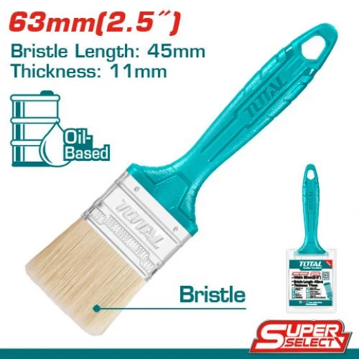 TOTAL Paint Brush with Plastic Handle 63mm (2.5") – Durable Paintbrush for Smooth Painting and Finishing