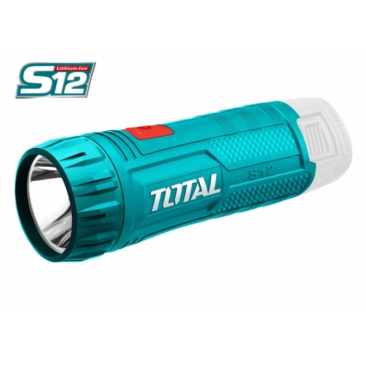 Total 12V Li-ion Rechargeable Flashlight, Compact & Lightweight Portable LED Torch with 100 Lumens Brightness Total 12V Li-ion Rechargeable Flashlight, Compact & Lightweight Portable LED Torch with 100 Lumens Brightness