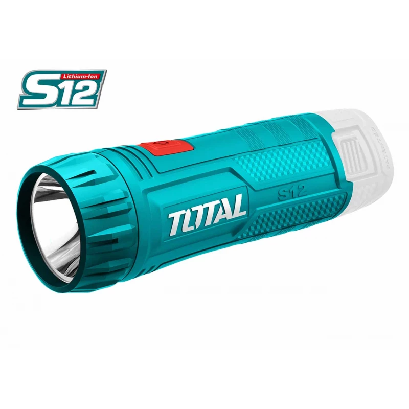 Total 12V Li-ion Rechargeable Flashlight, Compact & Lightweight Portable LED Torch with 100 Lumens Brightness - Total