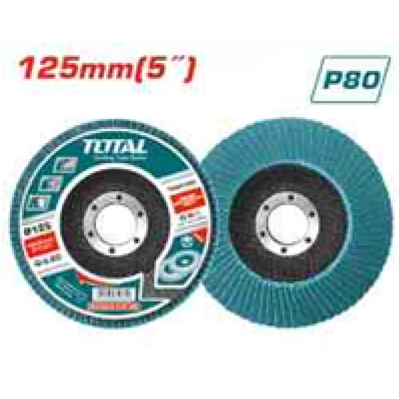 قرص صنفرة شرائحي P80 ,زركونيوم, مقاس 125مم (5 بوصة), طراز TAC641253 ,للمعادن والفولاذ المقاوم للصدأ من توتال - توتال