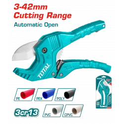 TOTAL PVC Pipe Cutter 3-42mm (THT534216), Heavy-Duty Aluminum Construction, Ergonomic Grip for Precise Cuts – Compact & Durable Plumbing Tool