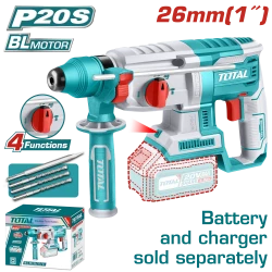 TOTAL Cordless Rotary Hammer Brushless 2.5J 26mm - Battery & Charger Sold Separately (TRHLI20228)