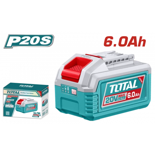 مجموعة بطارية ليثيوم أيون TOTAL 20V 6.0Ah لأدوات الطاقة من سلسلة P20S مجموعة بطارية ليثيوم أيون TOTAL 20V 6.0Ah لأدوات الطاقة من سلسلة P20S
