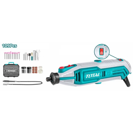 Total Mini Grinder 130W with 109 accessories compact powerful tool for grinding polishing and cutting Total Mini Grinder 130W with 109 accessories compact powerful tool for grinding polishing and cutting