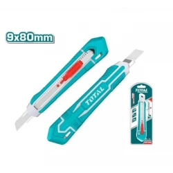 TOTAL 9mm Snap-Off Utility Knife (THT5110925), Compact Cutter with Locking Blade & Ergonomic Handle for Paper, Cardboard, Plastics, and More