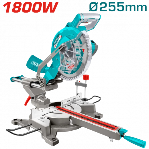 Total 1800W Mitre Saw (TS421825517) – Powerful and Precise Cutting for Woodworking and Construction Total 1800W Mitre Saw (TS421825517) – Powerful and Precise Cutting for Woodworking and Construction