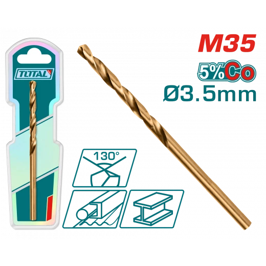 ريشة حفر M35 HSS-CO كوبالت, 3.5مم فولاذ عالي السرعة من توتال (TAC11203501) ريشة حفر M35 HSS-CO كوبالت, 3.5مم فولاذ عالي السرعة من توتال (TAC11203501)