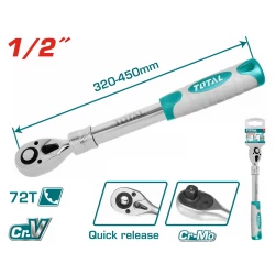 TOTAL 1/2-inch Extendable Ratchet Wrench (THT106128L) for Tight Spaces