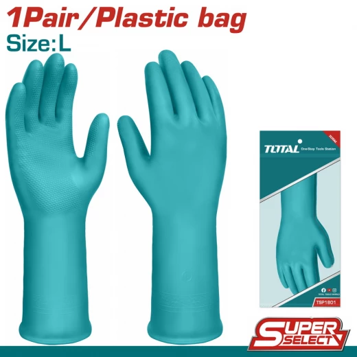 قفازات PVC TSP1801 ,قفازات عمل متينة ذات سطح محكم, حماية ضد المواد الكيميائية والتنظيف والأعمال المنزلية, مريحة وقابلة لإعادة الاستخدام من توتال قفازات PVC TSP1801 ,قفازات عمل متينة ذات سطح محكم, حماية ضد المواد الكيميائية والتنظيف والأعمال المنزلية, مريحة وقابلة لإعادة الاستخدام من توتال