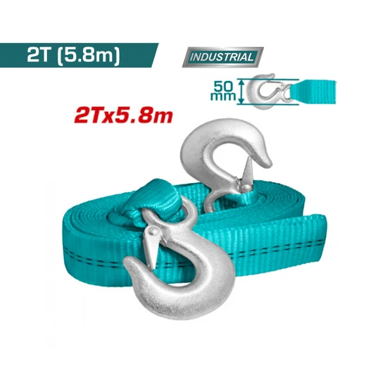حزام سحب مع خطافات فولاذية (THTTS0206) ,حزام قوي لتحريك السيارات، مواد متينة، خياطة معززة، خطافات فولاذية آمنة، مثالي للسحب والإنقاذ من توتال حزام سحب مع خطافات فولاذية (THTTS0206) ,حزام قوي لتحريك السيارات، مواد متينة، خياطة معززة، خطافات فولاذية آمنة، مثالي للسحب والإنقاذ من توتال