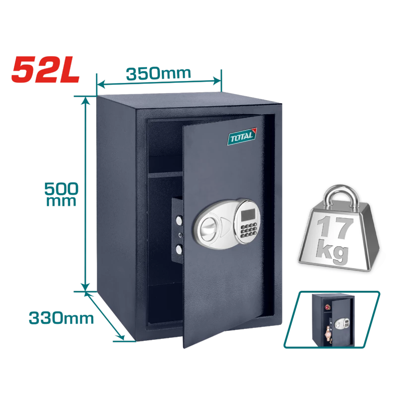 Total Electronic Safe 52L (TESF5001) – Secure Digital Safe Box for Home and Office Use - Total