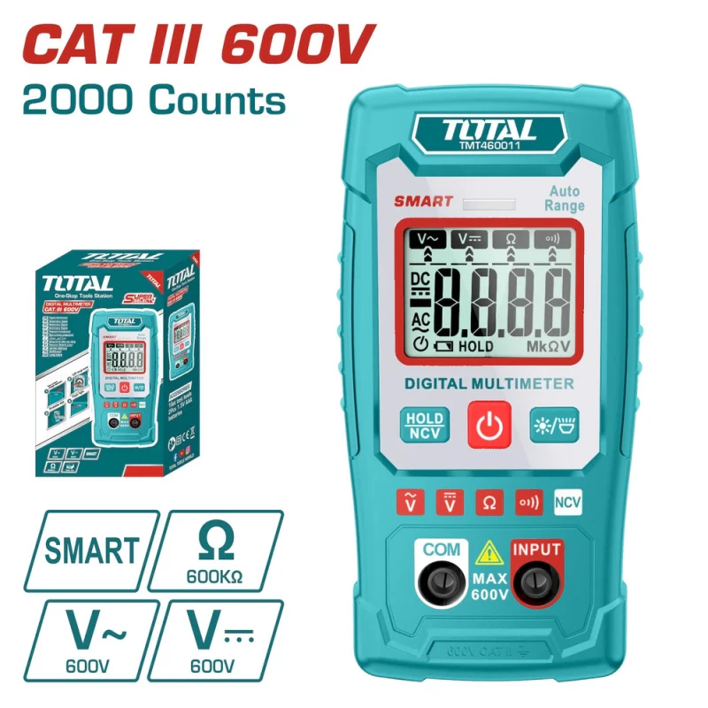 TOTAL Digital Multimeter AC/DC (TMT460011) – Accurate and Practical for Electrical Circuit Testing - Total