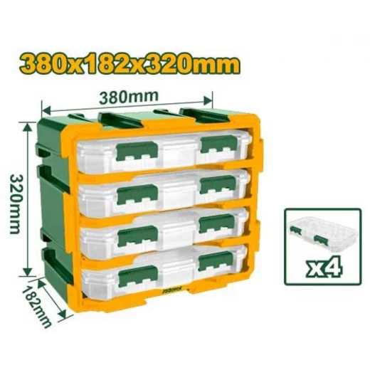 JADEVER Modular Storage Tower 4 Pcs (JDTB8344), Interlocking Drawer Organizer with Wall-Mount Option, Compact Plastic Storage for Home, Office, or Workshop JADEVER Modular Storage Tower 4 Pcs (JDTB8344), Interlocking Drawer Organizer with Wall-Mount Option, Compact Plastic Storage for Home, Office, or Workshop