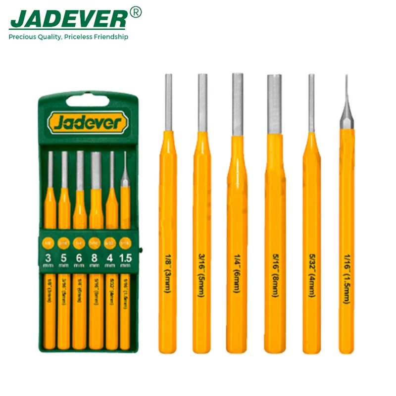 طقم مكون من 6 قطع من دقاق الدبابيس (JDCC8306) ,فولاذ مقسى, أدوات دقيقة لدفع الدبابيس مع قبضة مريحة – متينة وموثوقة من جادفر - جادفر