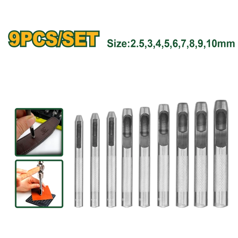 مجموعة 9 قطع من أدوات الثقب المجوفة مجموعة ثقوب دقيقة بأحجام متعددة من 2.5 مم حتى 10 مم، فولاذ مقوى ومقاوم للصدأ من جادفر - جادفر