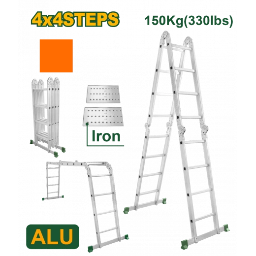 سلم ألومنيوم متعدد الاستخدامات – 4×4 درجات، متين وعملي للاستخدام المهني والمنزلي (JDLD7H44) جادفر سلم ألومنيوم متعدد الاستخدامات – 4×4 درجات، متين وعملي للاستخدام المهني والمنزلي (JDLD7H44) جادفر