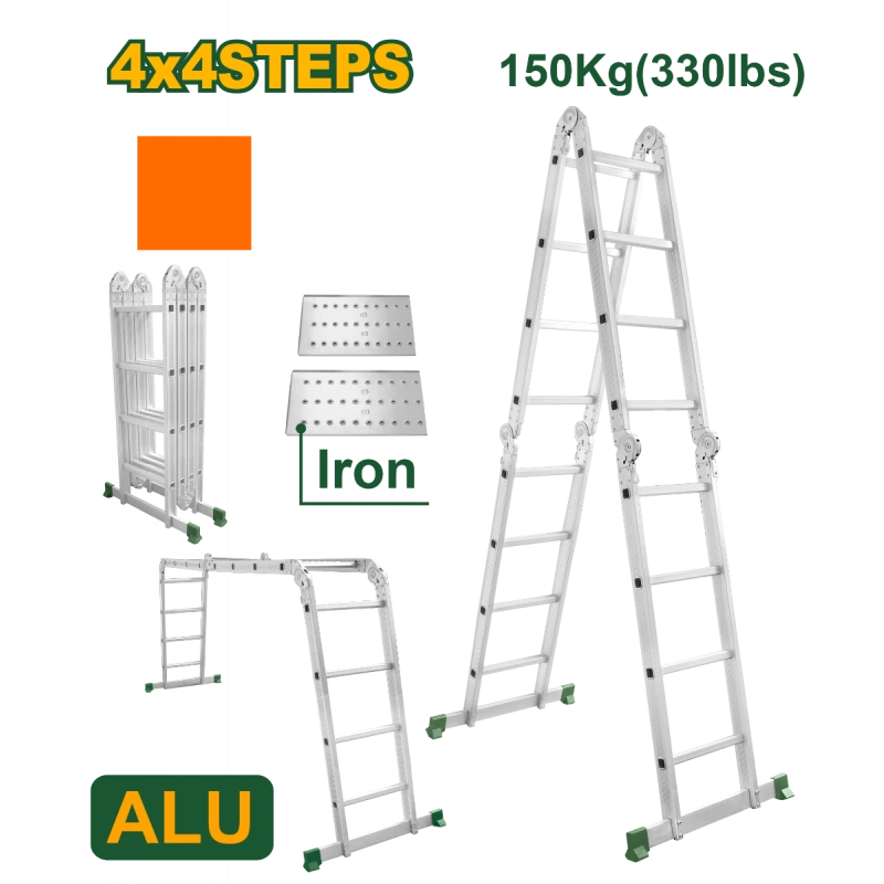 سلم ألومنيوم متعدد الاستخدامات – 4×4 درجات، متين وعملي للاستخدام المهني والمنزلي (JDLD7H44) جادفر - جادفر