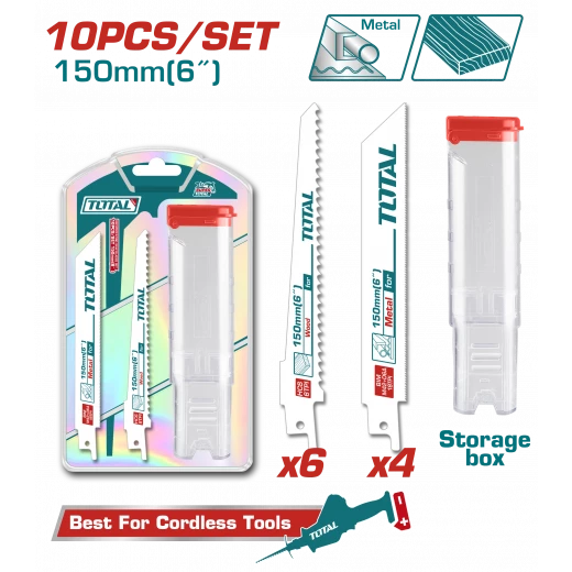 طقم 10 قطع نسلات منشار ترددي 150مم | 6 إنش من توتال (TAC521002) طقم 10 قطع نسلات منشار ترددي 150مم | 6 إنش من توتال (TAC521002)