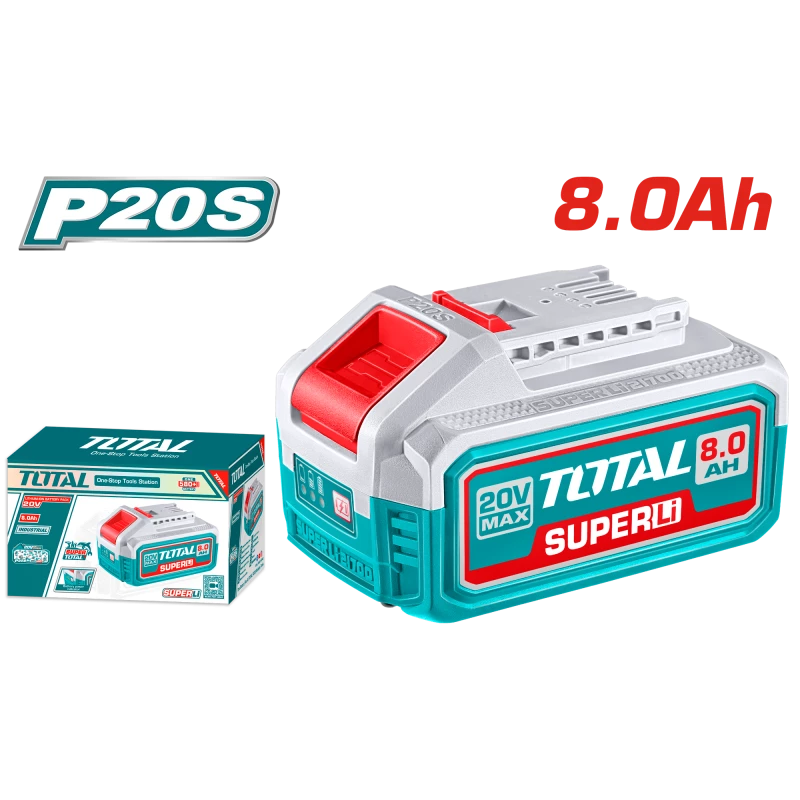 مجموعة بطارية ليثيوم أيون TOTAL 20V 8.0Ah لسلسلة أدوات P20S مع مؤشر LED - توتال