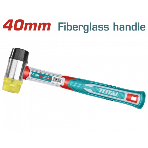 TOTAL 40mm Rubber & Plastic Hammer with Fiberglass Handle - Soft Face for Precision Work TOTAL 40mm Rubber & Plastic Hammer with Fiberglass Handle - Soft Face for Precision Work