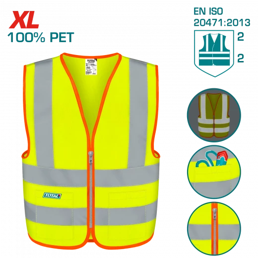 TOTAL Reflective Safety Vest Fluorescent Yellow, EN471 Class 2, XL (TSP63XL) TOTAL Reflective Safety Vest Fluorescent Yellow, EN471 Class 2, XL (TSP63XL)