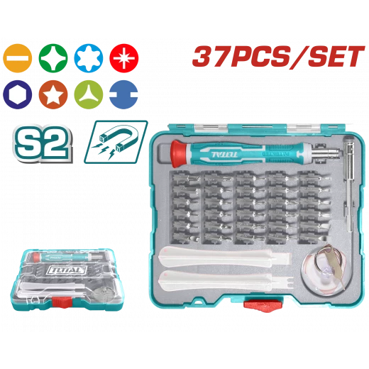 طقم مفكات دقيقة 37قطعة من توتال (TACSD30376) طقم مفكات دقيقة 37قطعة من توتال (TACSD30376)