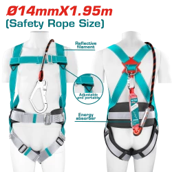 TOTAL Safety Harness with Energy Absorber and ￠14mm*1.95m Rope (TSH501420)