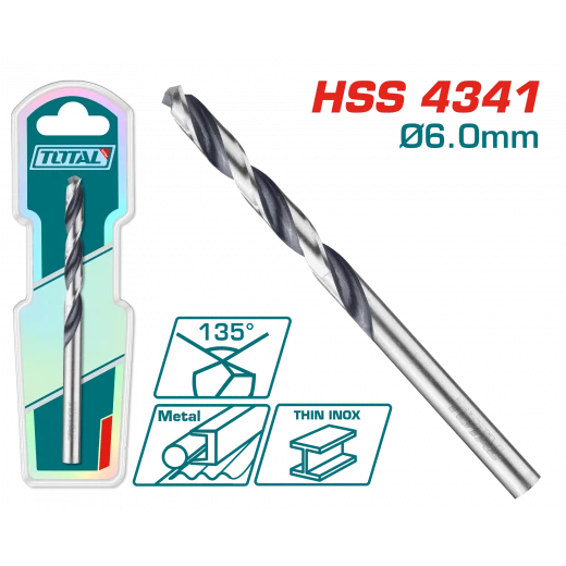 ريشة HSS 4341 حفر – 6ملم من توتال (TAC1200604) ريشة HSS 4341 حفر – 6ملم من توتال (TAC1200604)