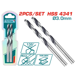 طقم 2قطعة HSS 4341 ريش حفر  - 3ملم من توتال (TAC1200034)