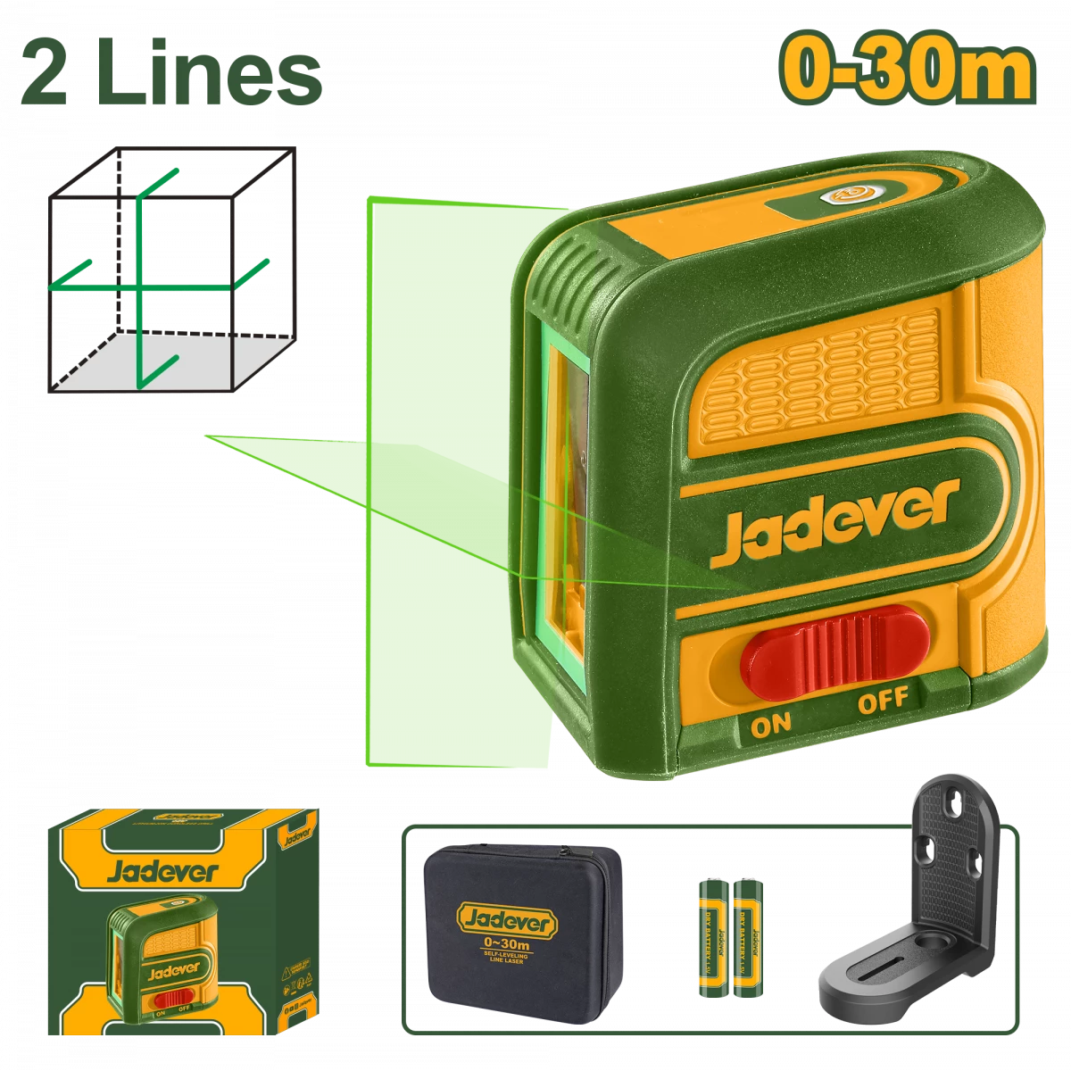 JADEVER Self-Leveling Line Laser Green, 30m Range, Cross Line with ...
