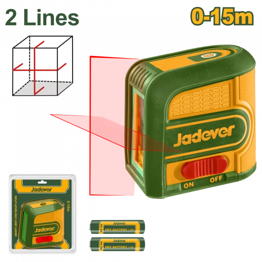 ميزان ليزر ذاتي التسوية خط أفقي وعمودي أحمر، دقة ±2مم، مدى 15 متر من جادفر (JDLE1M03) ميزان ليزر ذاتي التسوية خط أفقي وعمودي أحمر، دقة ±2مم، مدى 15 متر من جادفر (JDLE1M03)