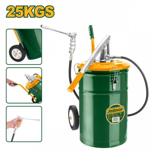 مضخة تشحيم يدوية موديل JDHY2A25 ,سعة 25 كجم، ضغط 3000psi، خرطوم بطول 1500 مم، مزودة بعجلات ومقبض, مضخة تشحيم قوية للتطبيقات الصناعية من جادفر مضخة تشحيم يدوية موديل JDHY2A25 ,سعة 25 كجم، ضغط 3000psi، خرطوم بطول 1500 مم، مزودة بعجلات ومقبض, مضخة تشحيم قوية للتطبيقات الصناعية من جادفر