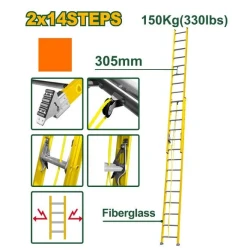 Jadever 7.9m Fiberglass Extension Ladder 2×14 Steps – JDLD0928 | Heavy-Duty Multi-Purpose Ladder