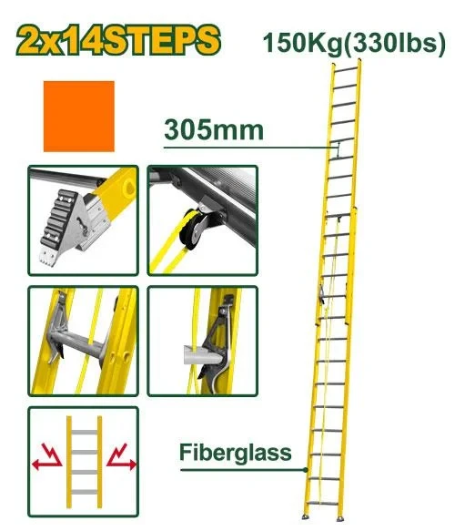 Jadever 7.9m Fiberglass Extension Ladder 2×14 Steps – JDLD0928 | Heavy-Duty Multi-Purpose Ladder - Jadever