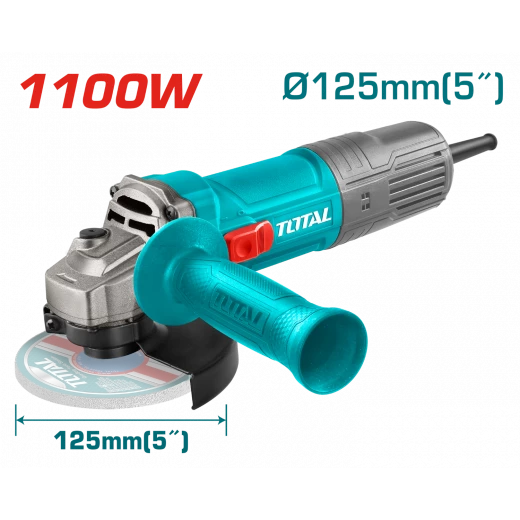TOTAL Angle Grinder 1100W, 5-Inch (125mm) Disc, 12000 RPM, M14 Spindle, with Side Handle, Powerful Electric Grinder for Cutting, Grinding & Polishing TOTAL Angle Grinder 1100W, 5-Inch (125mm) Disc, 12000 RPM, M14 Spindle, with Side Handle, Powerful Electric Grinder for Cutting, Grinding & Polishing