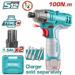 TOTAL 12V Cordless Impact Driver 100Nm Torque 2 Batteries Set - Total