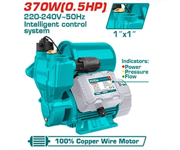 TOTAL TOOLS 370W 0.5HP Peripheral Circulating Water Pump TWP113706 – Electric Water Pump for Water Circulation, Home, Garden & Agricultural Use - Total