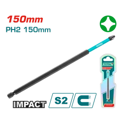 رأس مفك براغي تأثير PH2 150 مم فولاذ S2 مغناطيسي (TACIM71PH2150) من توتال