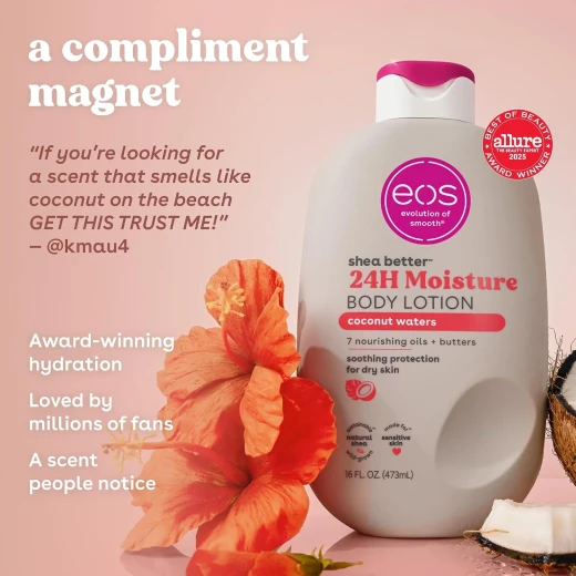 eos Shea Better Body Lotion Coconut Waters, Deep Hydration Body Moisturizer for Soft, Smooth Skin, Creamy Daily Care Formula, 16 fl oz - Eos - Image 4