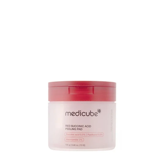 MEDICUBE Red Succinic Acid Peeling Pad, Facial Exfoliating Pads for Removing Dead Skin Cells, Refining Skin Texture and Promoting a Smoother, Brighter-Looking Complexion, 50ml