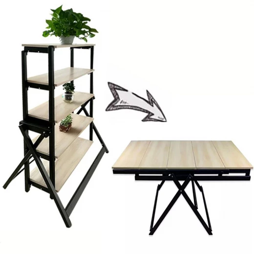 Convertible Table to 5-Tier Shelves: Space-Saving & Stylish Design - Image 2