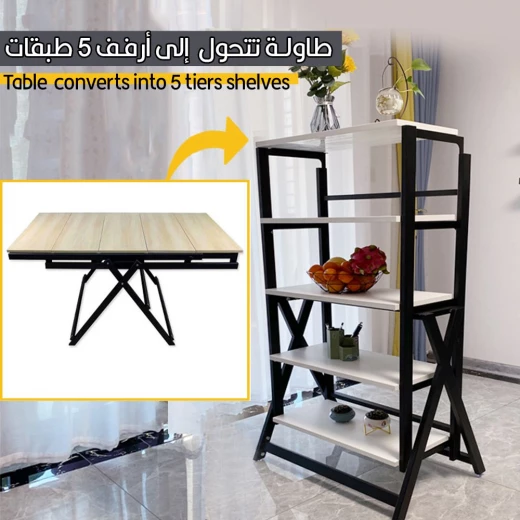 Convertible Table to 5-Tier Shelves: Space-Saving & Stylish Design - Image 3