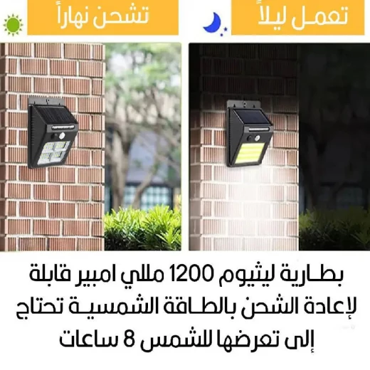 مصباح LED يعمل بالطاقة الشمسية مع مستشعر حركة - إضاءة خارجية آمنة - Image 4
