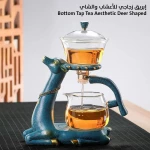 إبريق شاي زجاجي بشكل غزال مع صنبور سفلي, تصميم أنيق مقاوم للحرارة لتحضير الشاي بالأعشاب والأوراق، بدون تنقيط، زجاج شفاف
