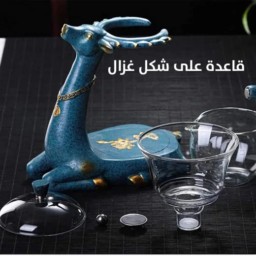 إبريق شاي زجاجي بشكل غزال مع صنبور سفلي, تصميم أنيق مقاوم للحرارة لتحضير الشاي بالأعشاب والأوراق، بدون تنقيط، زجاج شفاف - Image 3