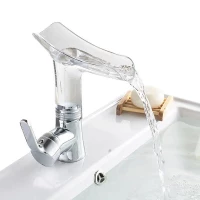 Clear Glass Waterfall Faucet for Bathroom: Elegant & Modern Design