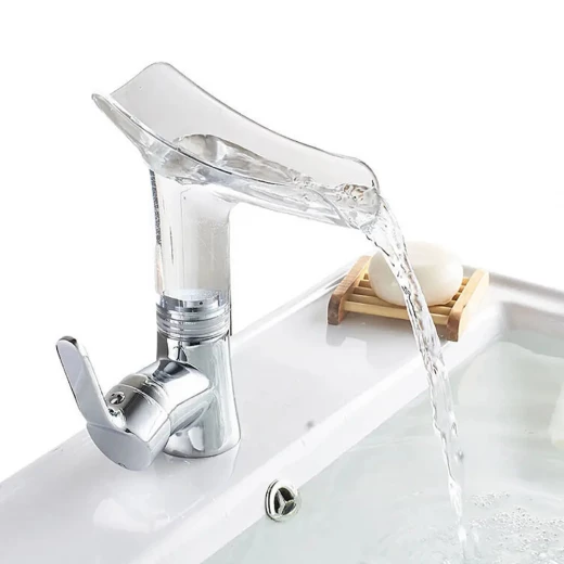 Clear Glass Waterfall Faucet for Bathroom: Elegant & Modern Design - Image 2