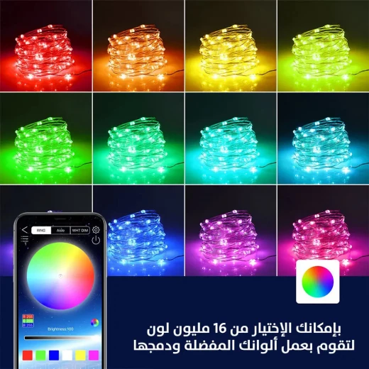 أضواء خرافية ذكية 10 متر IC-RGB: أضواء LED متعددة الألوان تتفاعل مع الصوت - Image 3