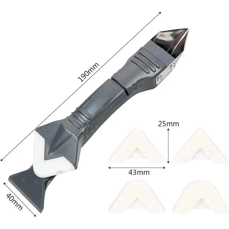 Silicone Caulking Tool, 2-in-1 Trowel & Scraper for Precise Sealant Removal & Application, Reusable Tool for Bathroom, Kitchen, and Window Sealing